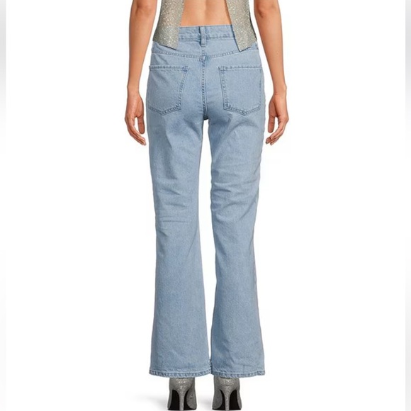 Gianni Bini - x Nastia Liukin Anna Denim Straight Leg Feather Detail Jeans NWT - Picture 11 of 14